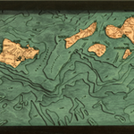 WoodChart Hawaiian Islands (All of Them, Bathymetric 3-D Nautical WOODCHART)