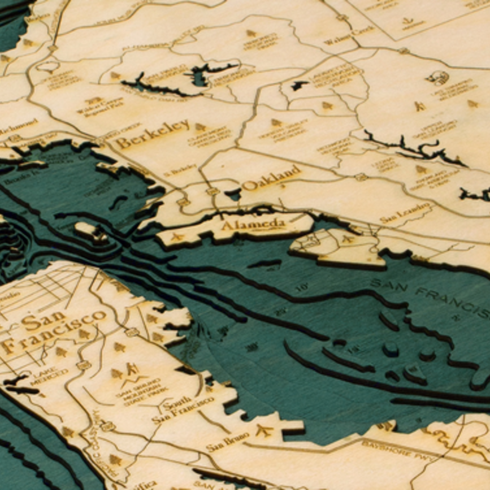 WoodChart San Francisco / Bay Area (Sm, Bathymetric 3-D Nautical WOODCHART)