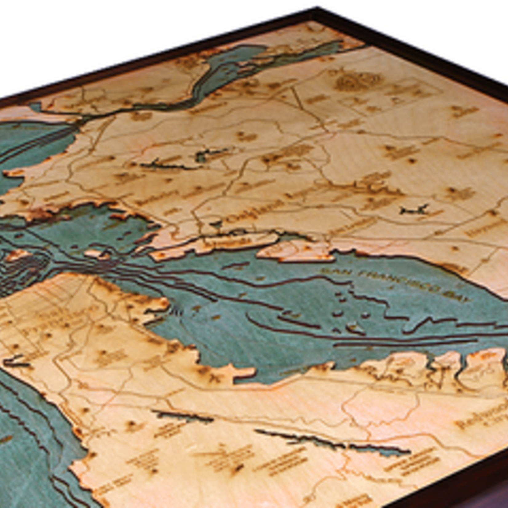 San Francisco Bay, California 3-D Nautical Wood Chart, Large, 24.5 x