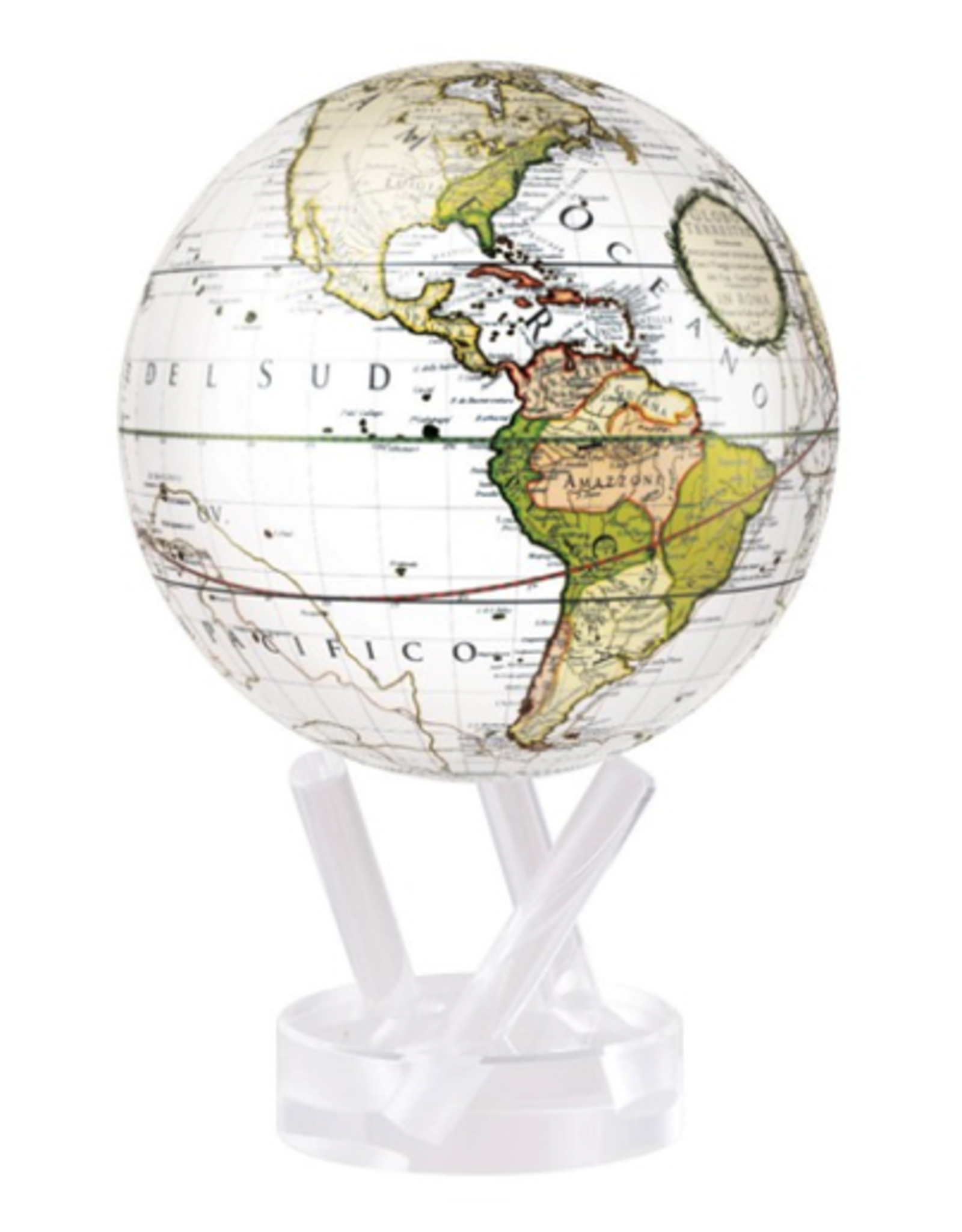 Mova Globes ANTIQUE TERRESTRIAL WHITE (MOVA Globe 4.5" w/Acrylic Base)