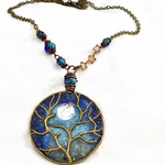 Spirit Glassworks TREE w/MOON NECKLACE (Recycled Glass Bottles, MELW)