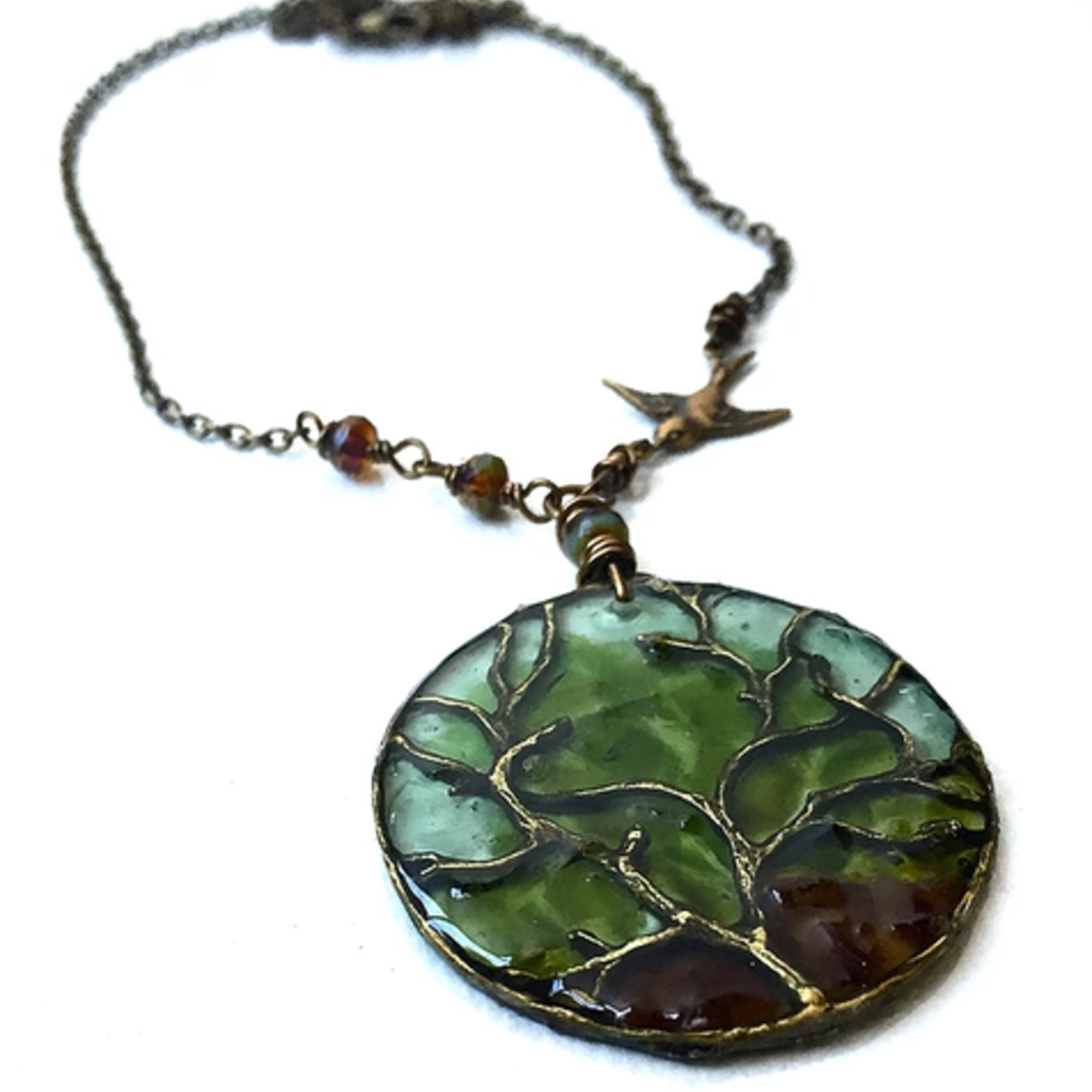 Spirit Glassworks TREE CHAIN NECKLACE (Recycled Glass Bottles, MELW)