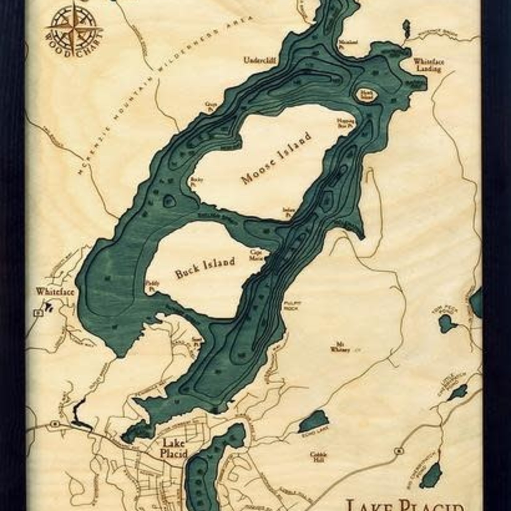 WoodChart Lake Placid, NY (Bathymetric 3-D Nautical WOODCHART)