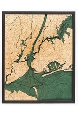 WoodCharts 5 Boroughs of New York (Bathymetric 3-D Nautical WOODCHART)