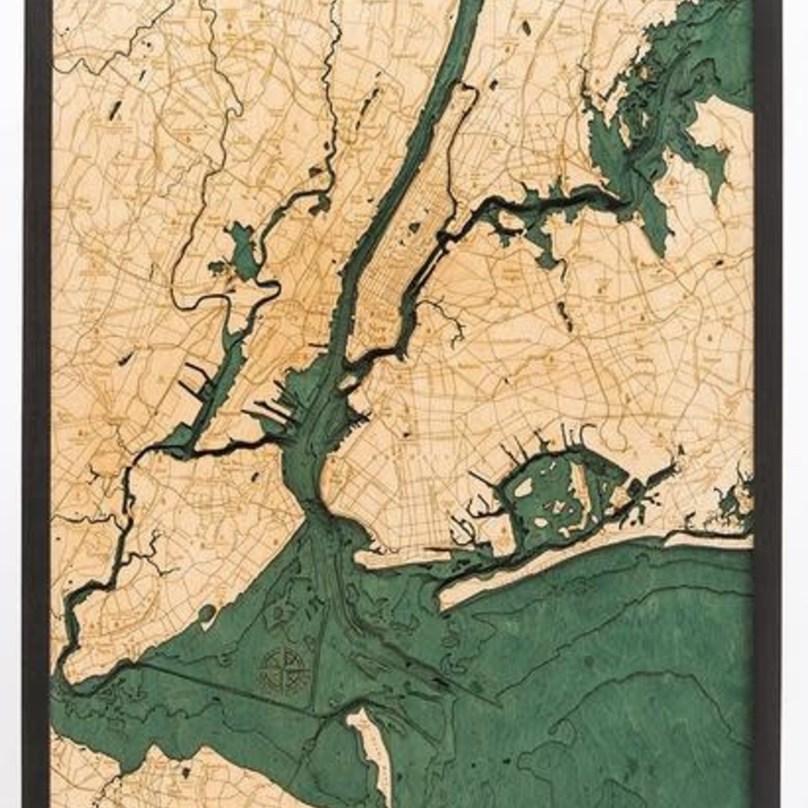 WoodChart 5 Boroughs of New York (Bathymetric 3-D Nautical WOODCHART)