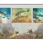 TRIPLEX FISH PRINT (Gyotaku, Horizontal, Asstd., 20x10 Frame, KEND)