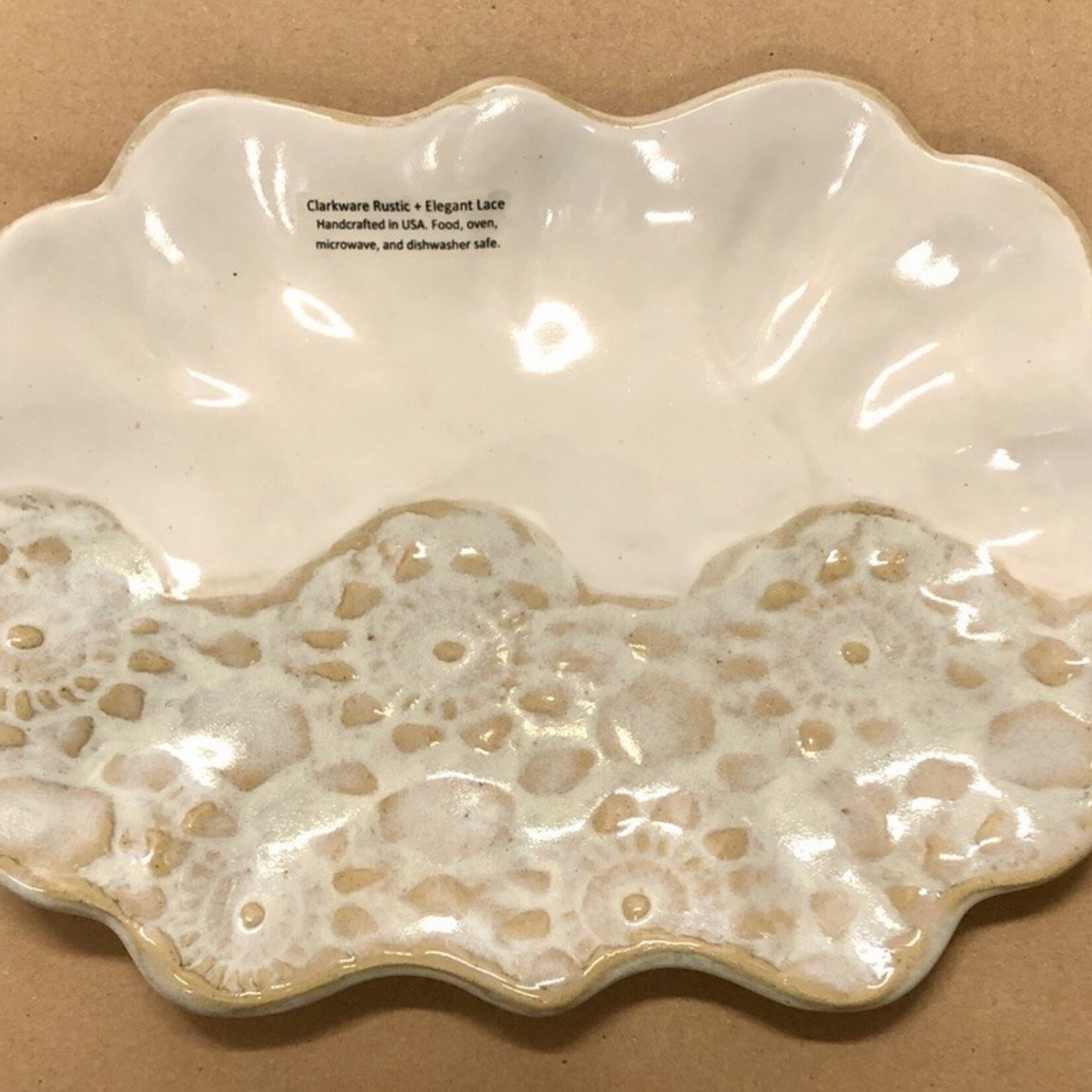 Clarkware Pottery Oblong Scallop Tray,  Elegant Lace or Blue (CLARK)