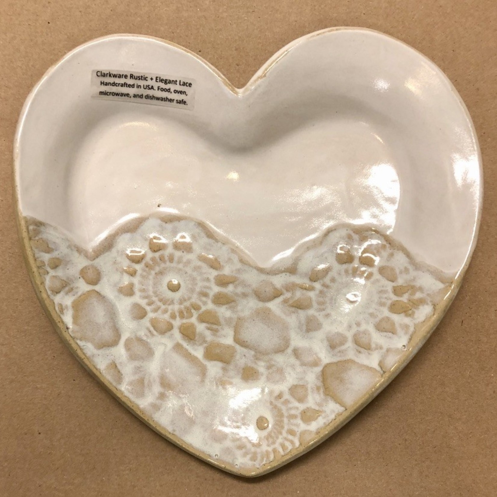 Clarkware Pottery HEART TRAY Blue or Elegant Lace, 8", CLARK