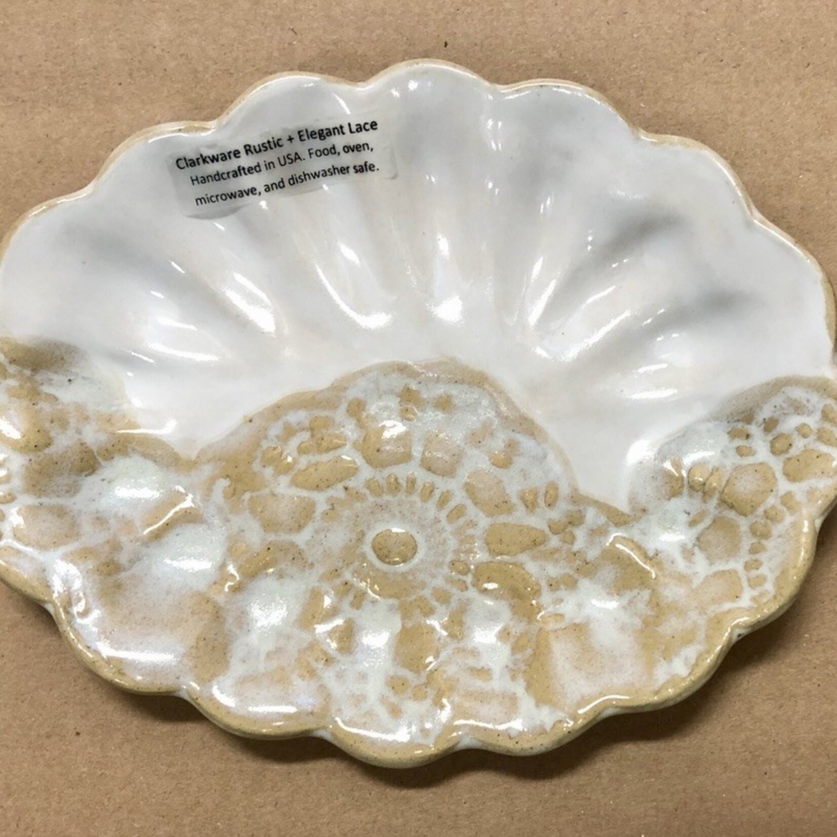 Clarkware Pottery SOAP DISH,  White or blue, (CLARK)