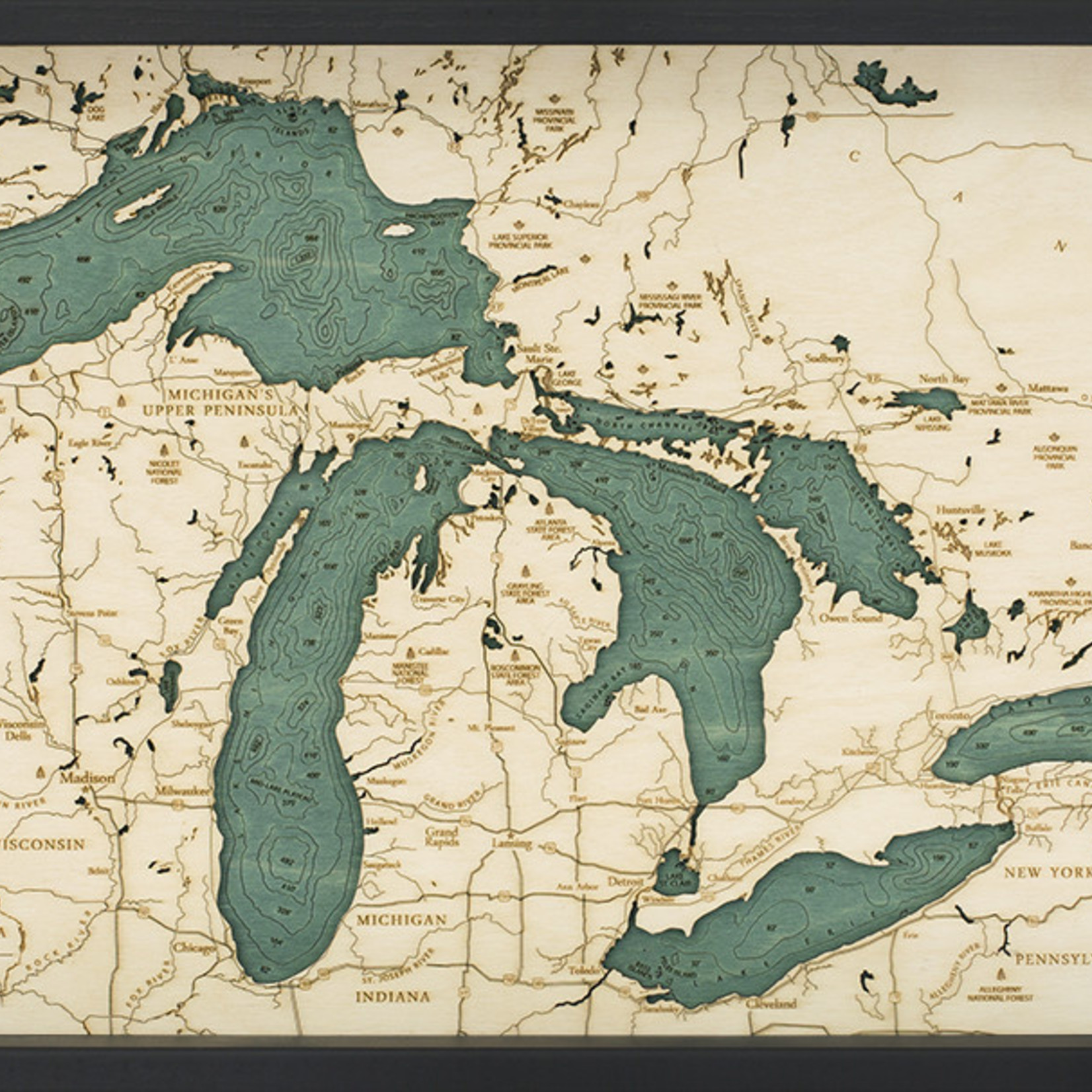 WoodChart Great Lakes (TRAY, Bathymetric 3-D Nautical WOODCHART)