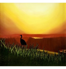 Cliff Potenza Sunset Silhouette (Original Oil, Framed, 30x30, CLIP)