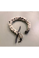 Susan Estrella Black & White Dots, Kumihimo, bracelet w/Fair trade bead SUSE