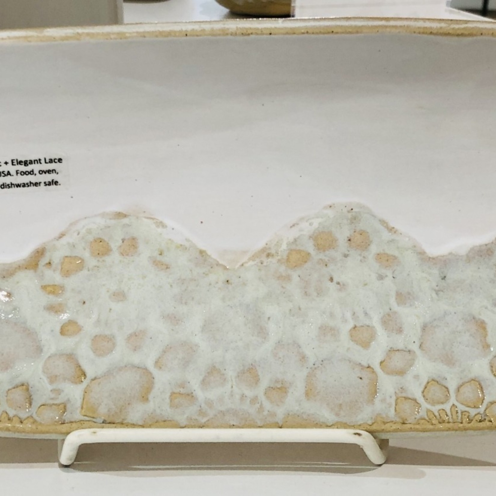 Clarkware Pottery BREADSTICKS TRAY, Elegant Lace,  Ocean Blue, 11x4", CLARK