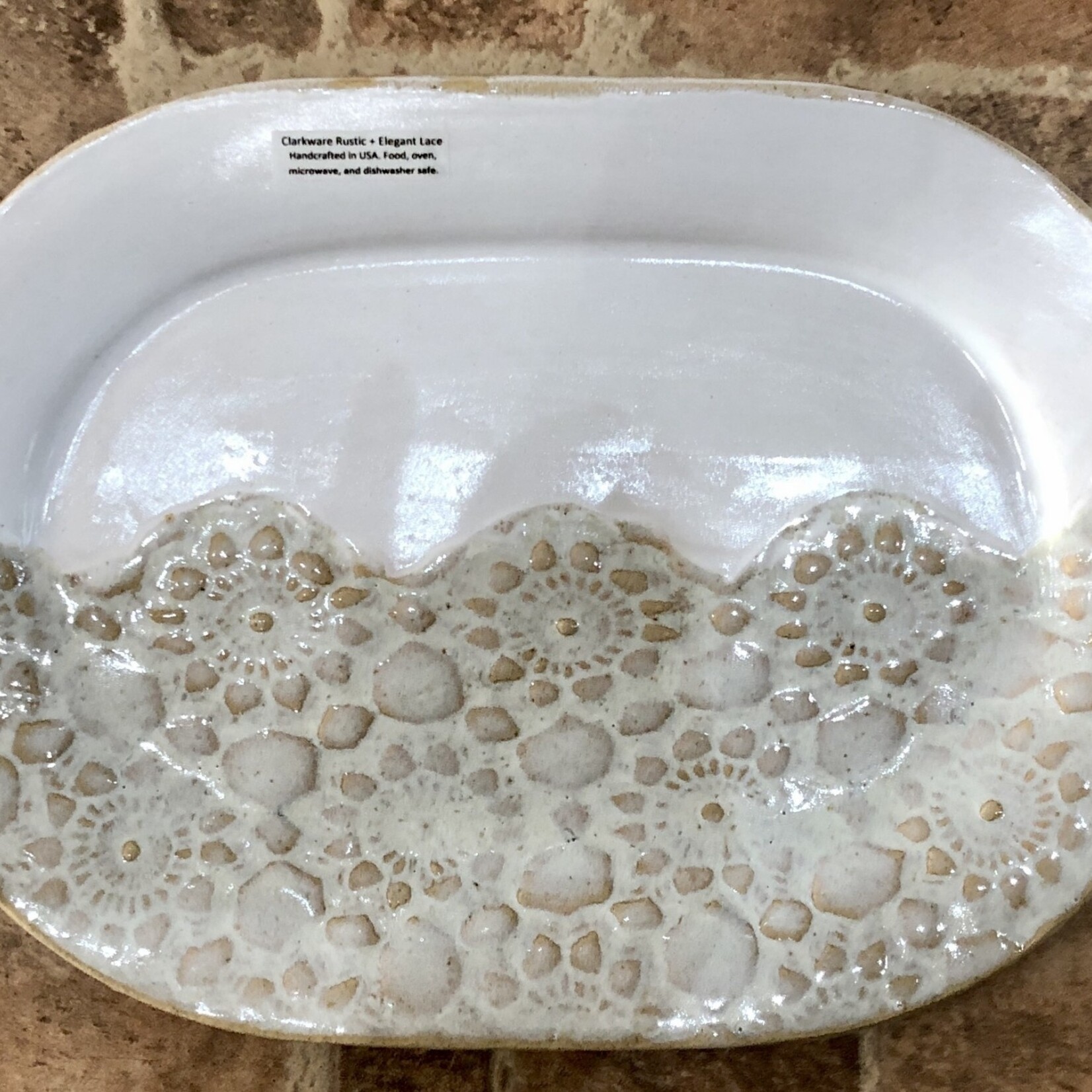 Clarkware Pottery PLATTER, OVAL, lrg, 13.5x10" Ocean Heirloom or Elegant Lace, CLARK