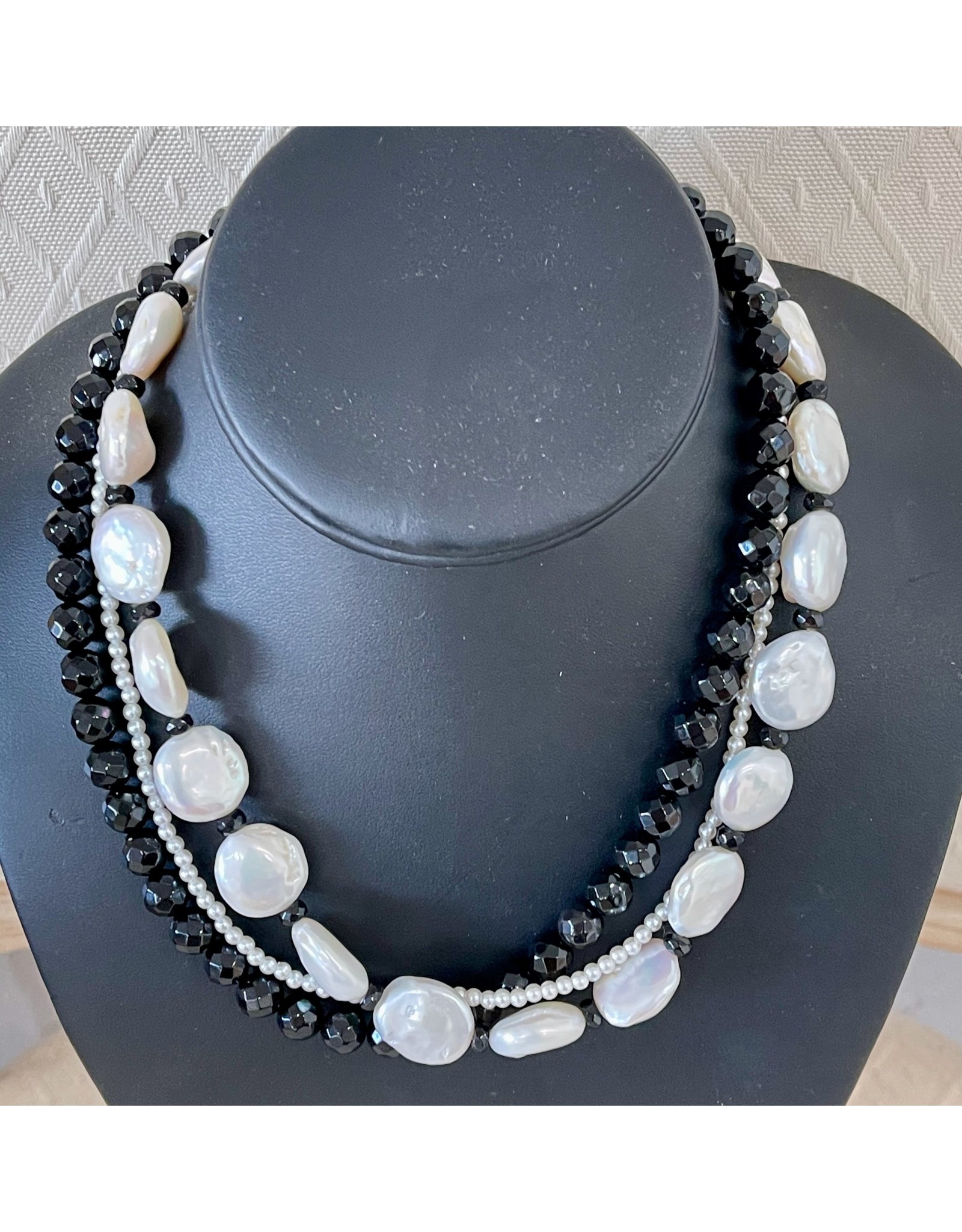 NECKLACE, Black Onyx \u0026 Coin Pearls, 3 