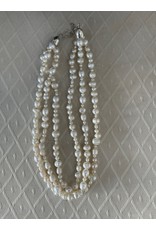 Rare Finds NECKLACE, White Pearls, sterling, 16", 3-strand, RARE