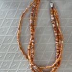 Rare Finds NECKLACE, Orange Spiny Oyster, sterling, 32", 3 strand, RARE