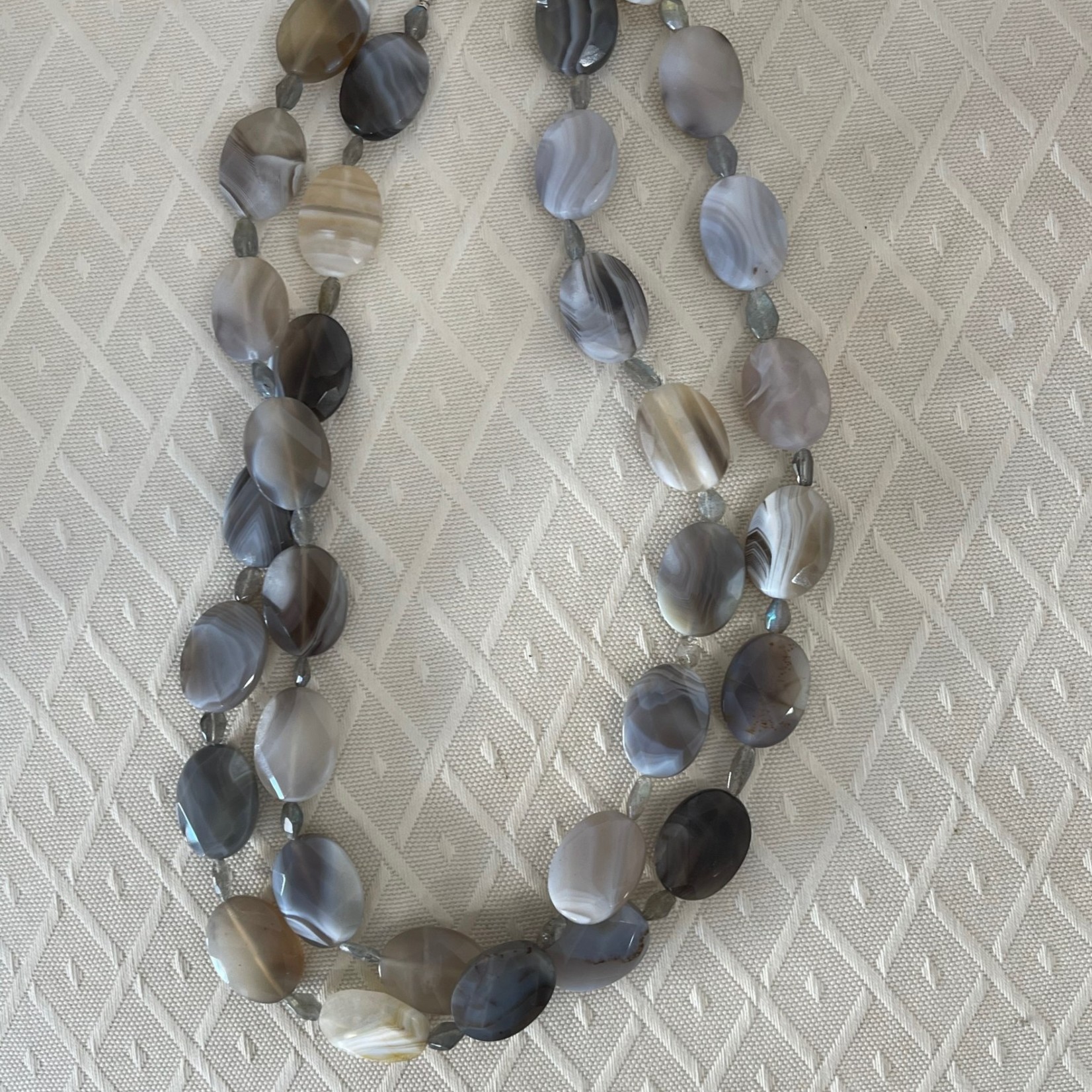 Rare Finds NECKLACE, faceted Jasper, labradorite, 2 strand, 20" RARE