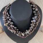 Rare Finds NECKLACE, Chunky, Freshwater pearls, sterling, 16" 3 strand, RARE