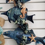 Ellen Robinson DRIFTWOOD SCULPTURE w/sea creatures, hanging, EJAY