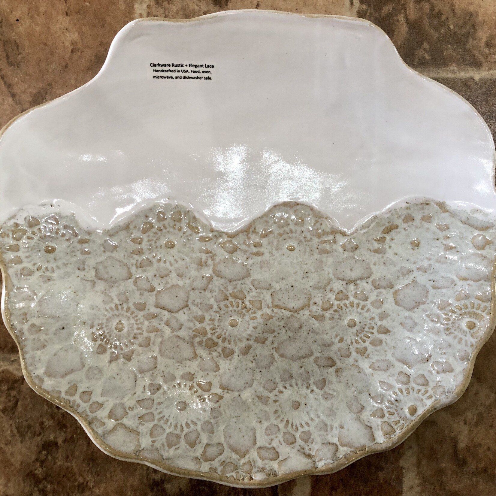 Clarkware Pottery PLATTER, SHELL, Elegant Lace, XL, 12x12", CLARK