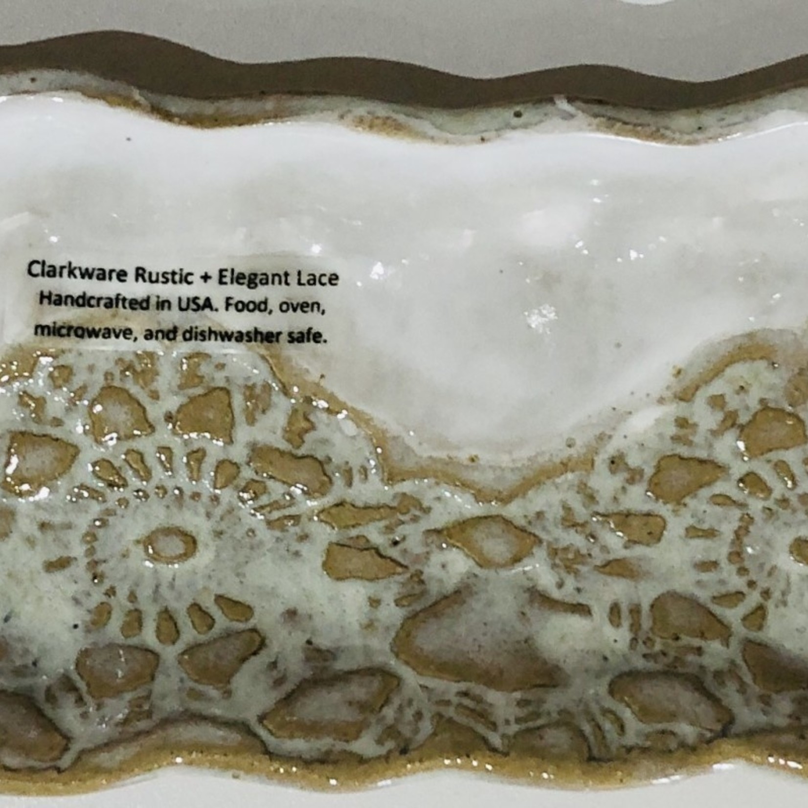 Clarkware Pottery PICKLE TRAY, Elegant Lace, or Blue, 9.5x4", CLARK