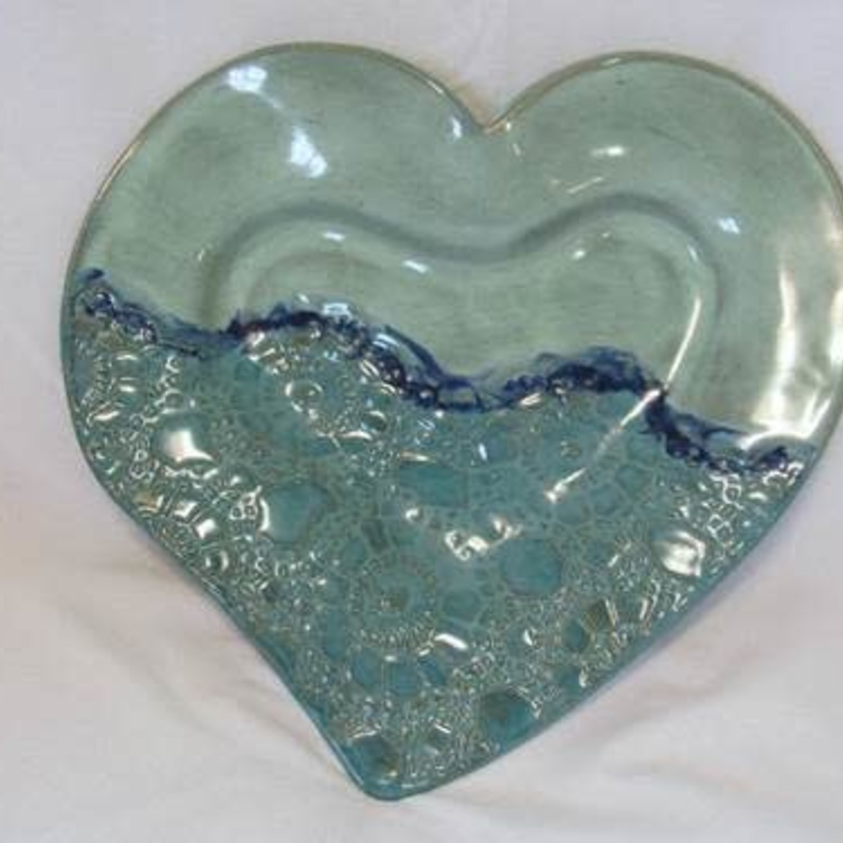 Clarkware Pottery HEART TRAY, white or blue,  (Lg., CLARK)