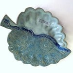 Clarkware Pottery LEAF TRAY, Rustic Lace or Blue, 9.5x7", CLARK