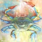 Michaelann Bellerjeau Cobalt Crab, archival print, matted, 15x15" MICB