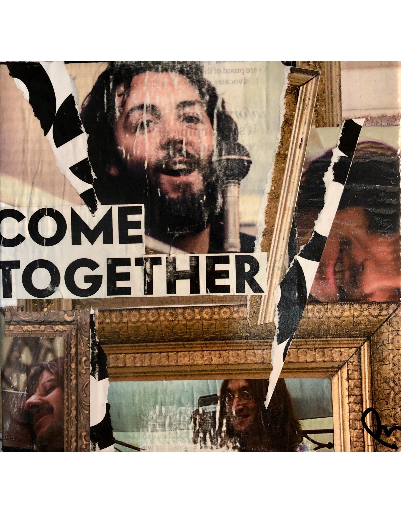 Pam Maschal "Come Together"  collage on canvas, 6" sq, PAMM