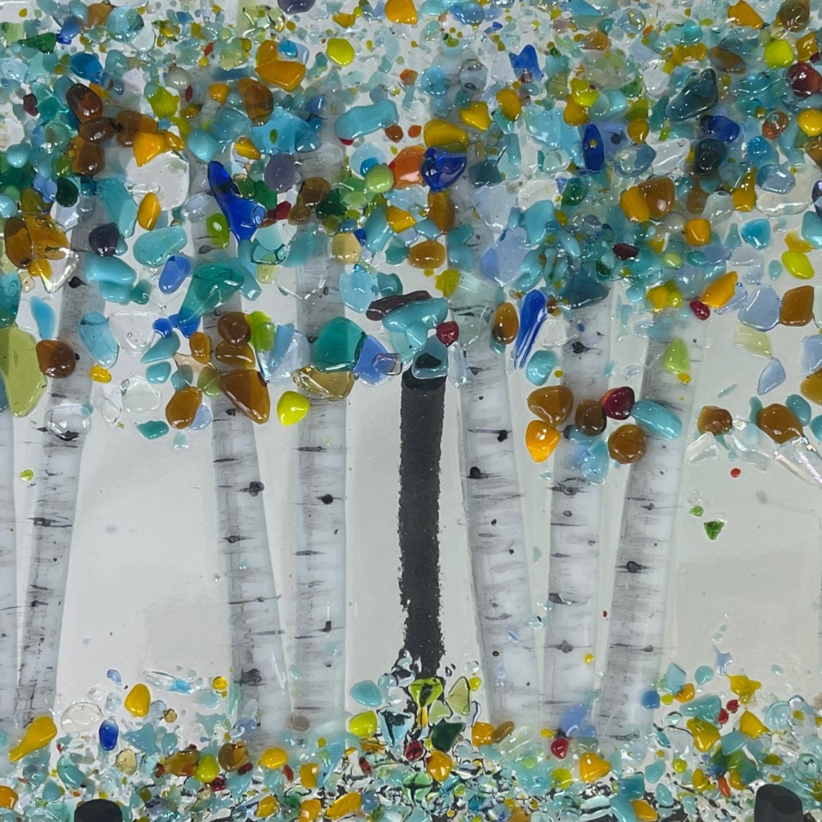 Forever Fused Aspens & Birches, fused glass, sm, 8x5", FORF