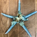 Ellen Robinson Starfish wall hanging with sculpted sea life, EJAY