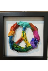 Kelly Pounds "Peace Out" MM heart in shadow box frame, 9x9, KELP