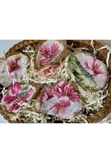Pam Maschal Floral Oysters w/glitter and gold rim, small, PAMM