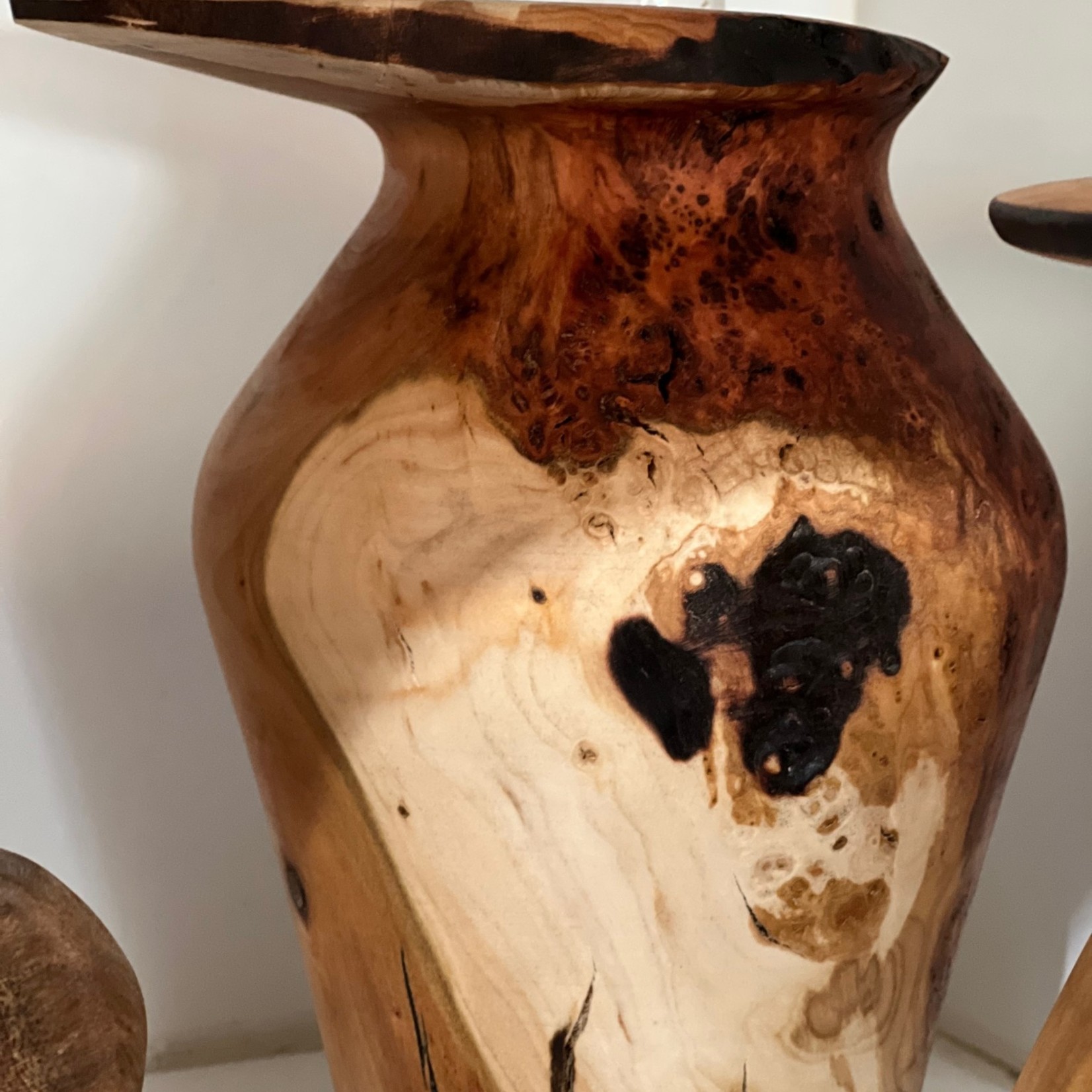 Stevens Creative Wood Art Vase, Cherry Burl, STEVENS