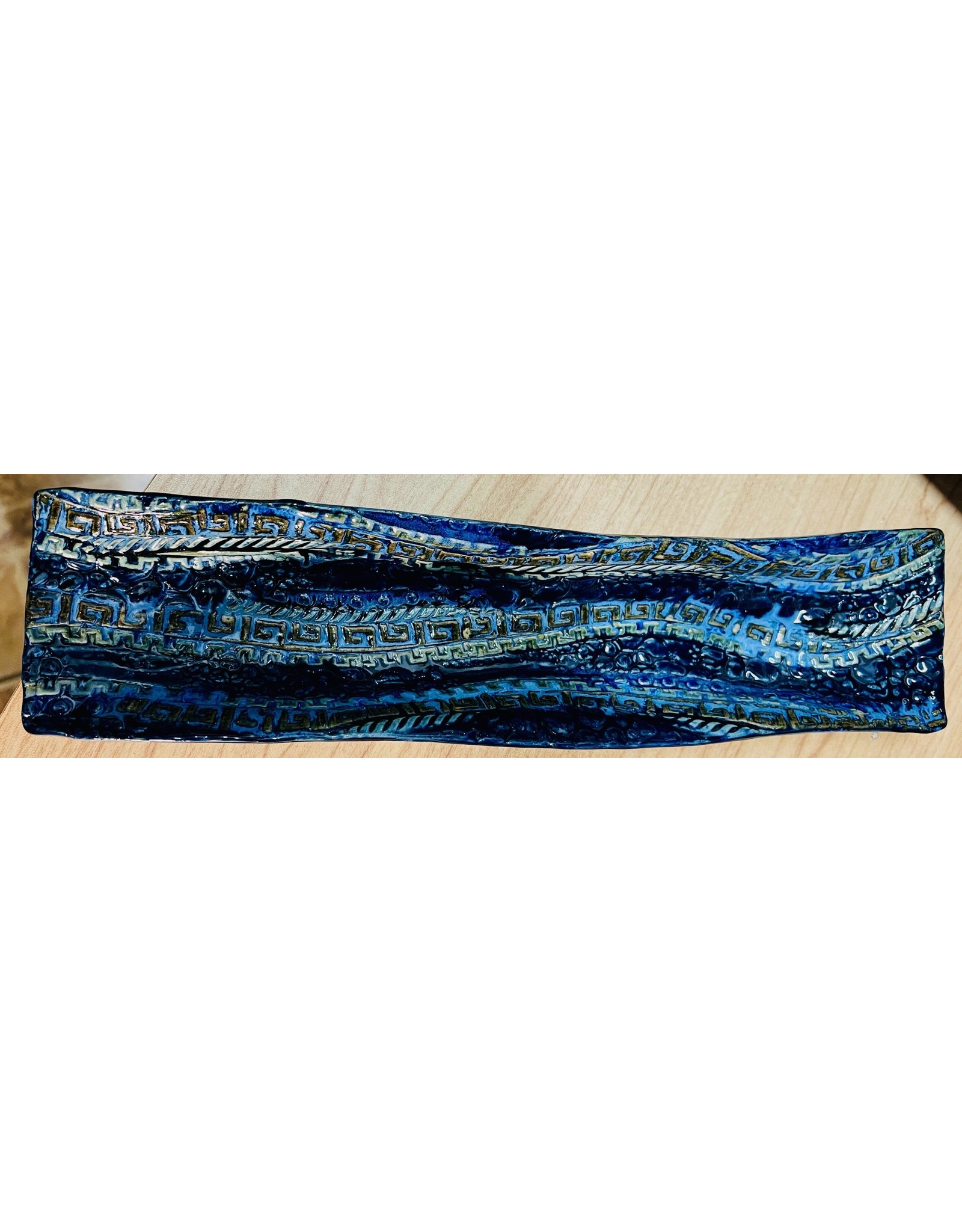 Ellen Robinson Cracker Tray, abstract blue, 13", EJAY