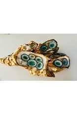 Pam Maschal Gold Leaf Oyster cluster w/lturquoise Mexican limpets, PAMM
