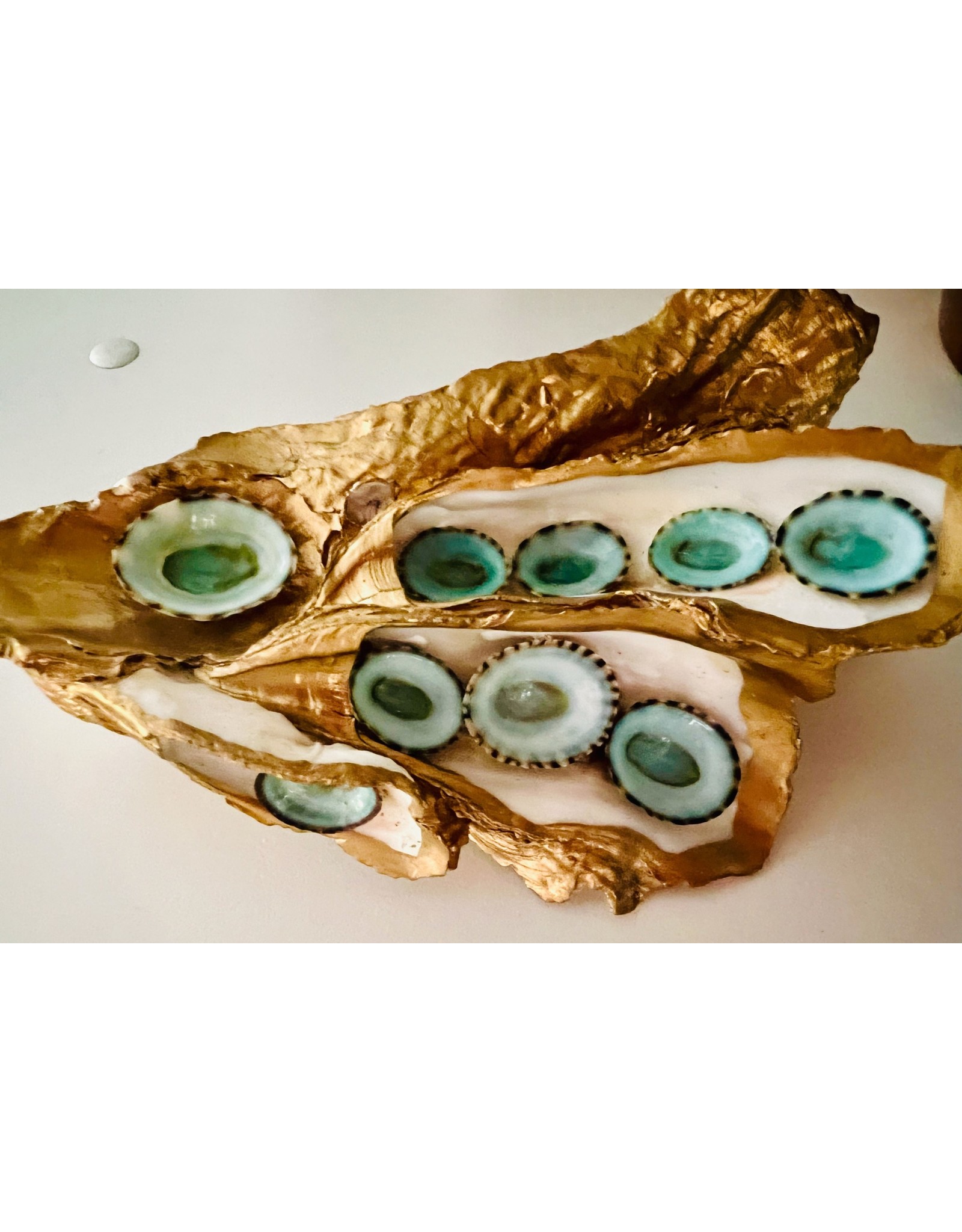 Pam Maschal Gold Leaf Wild Oyster cluster w/limpets, PAMM