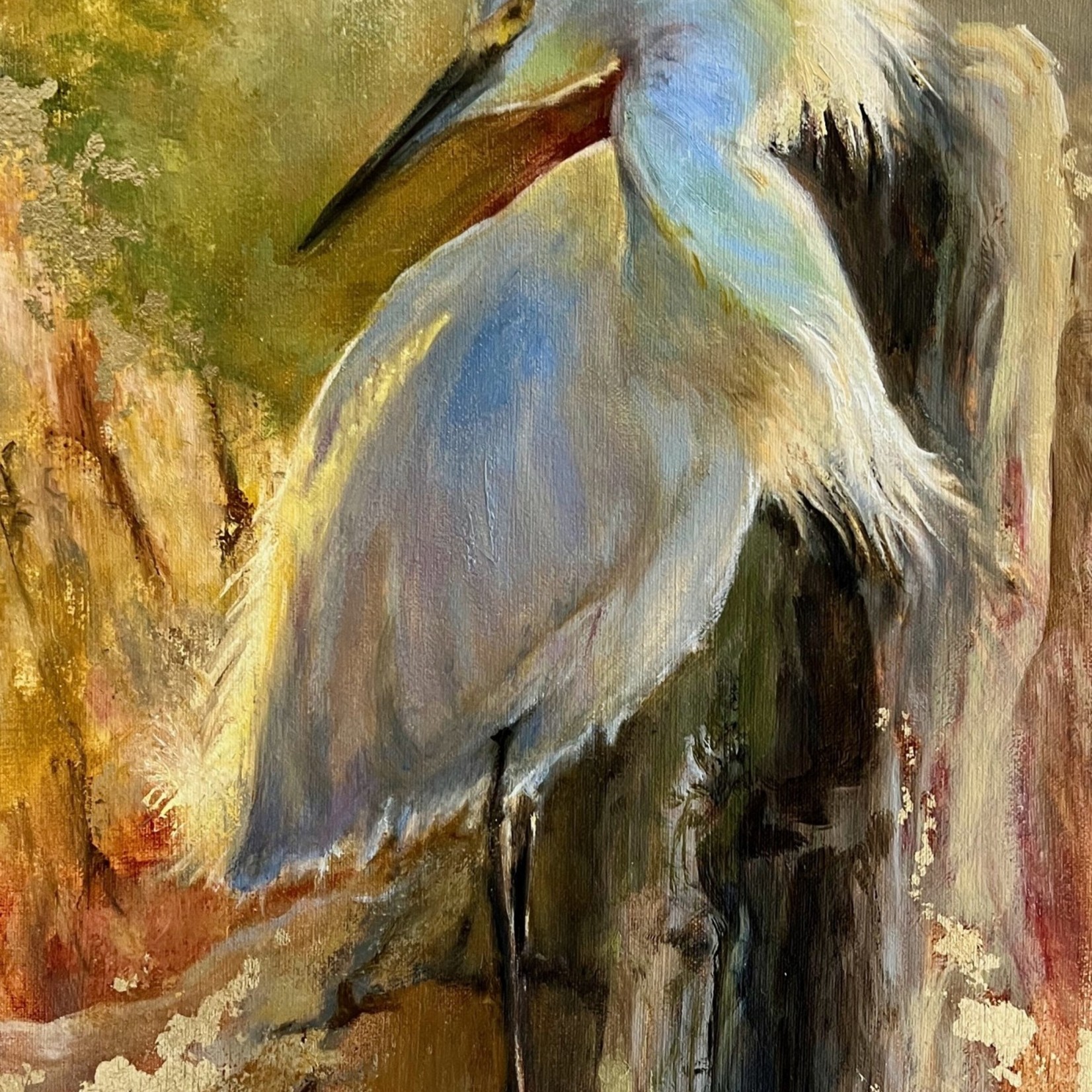 Michaelann Bellerjeau Snowy Sitter, original oil on canvas, 12x18", MICB