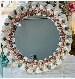 Bea Valiente Sea Peppermint, Round Shell mirror 20" d , BEA