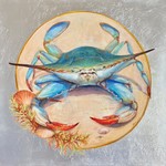 Michaelann Bellerjeau "Beautiful Swimmer", blue crab, original oil on gw canvas, 24x24", MICB