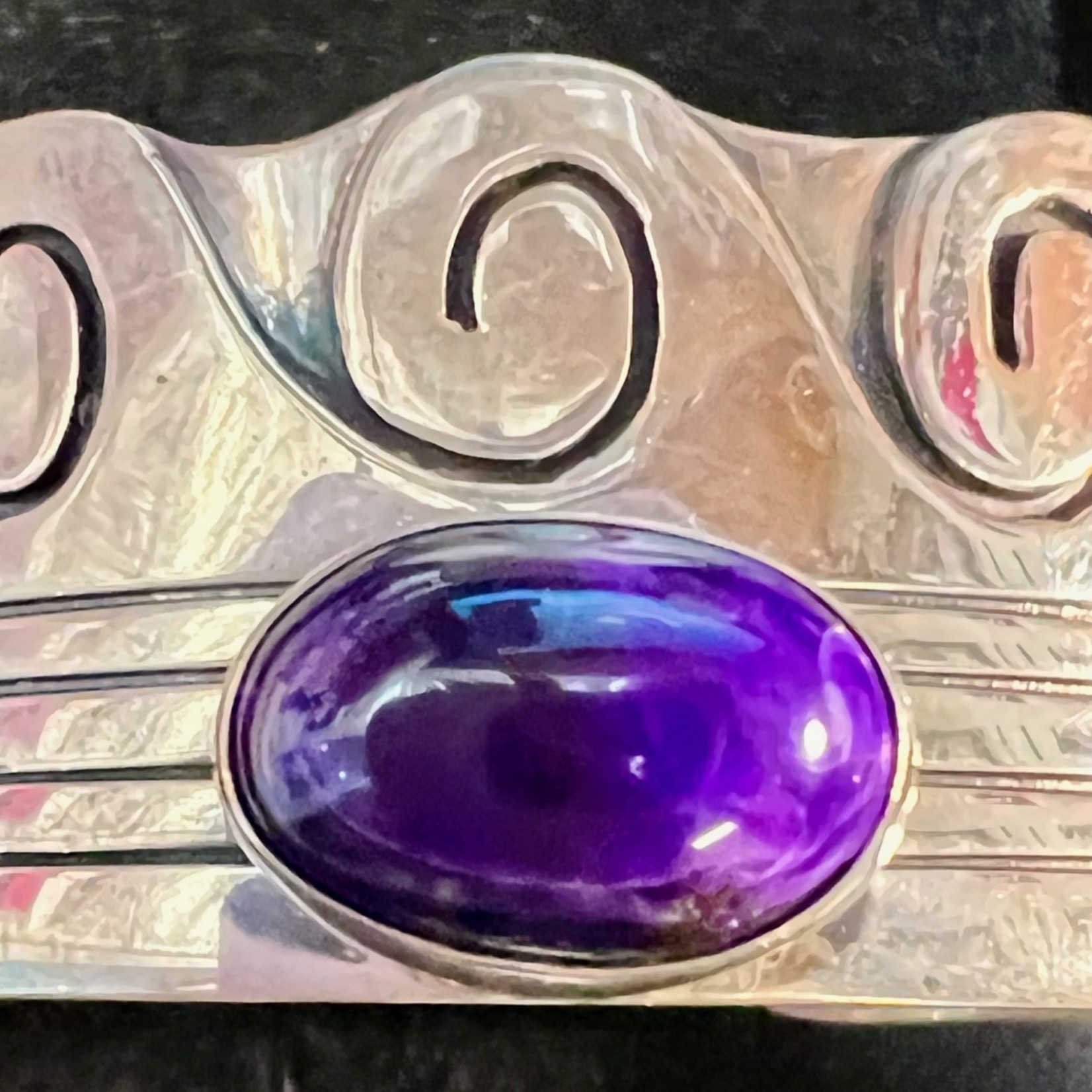 Rare Finds CUFF, Amethyst/Sterling, signed Native American, RARE