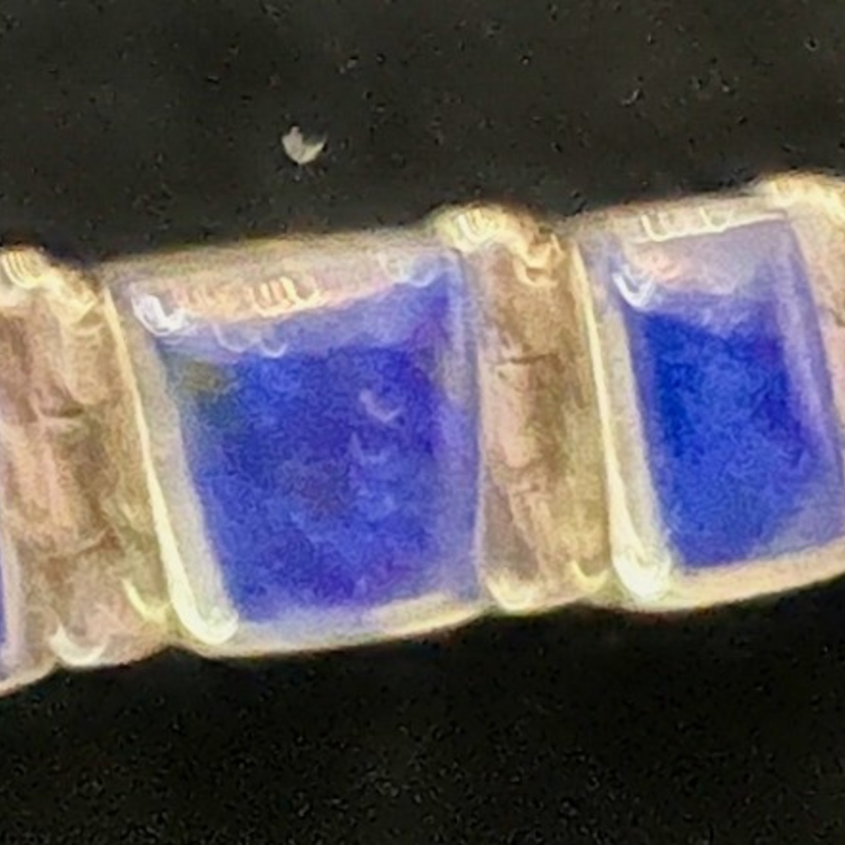 Rare Finds Chain Link Collar Lapis and sterling, signed, Native American, RARE