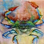 Michaelann Bellerjeau Cobalt Crab, Mini giclee on GW archival canvas, 6x6", MICB