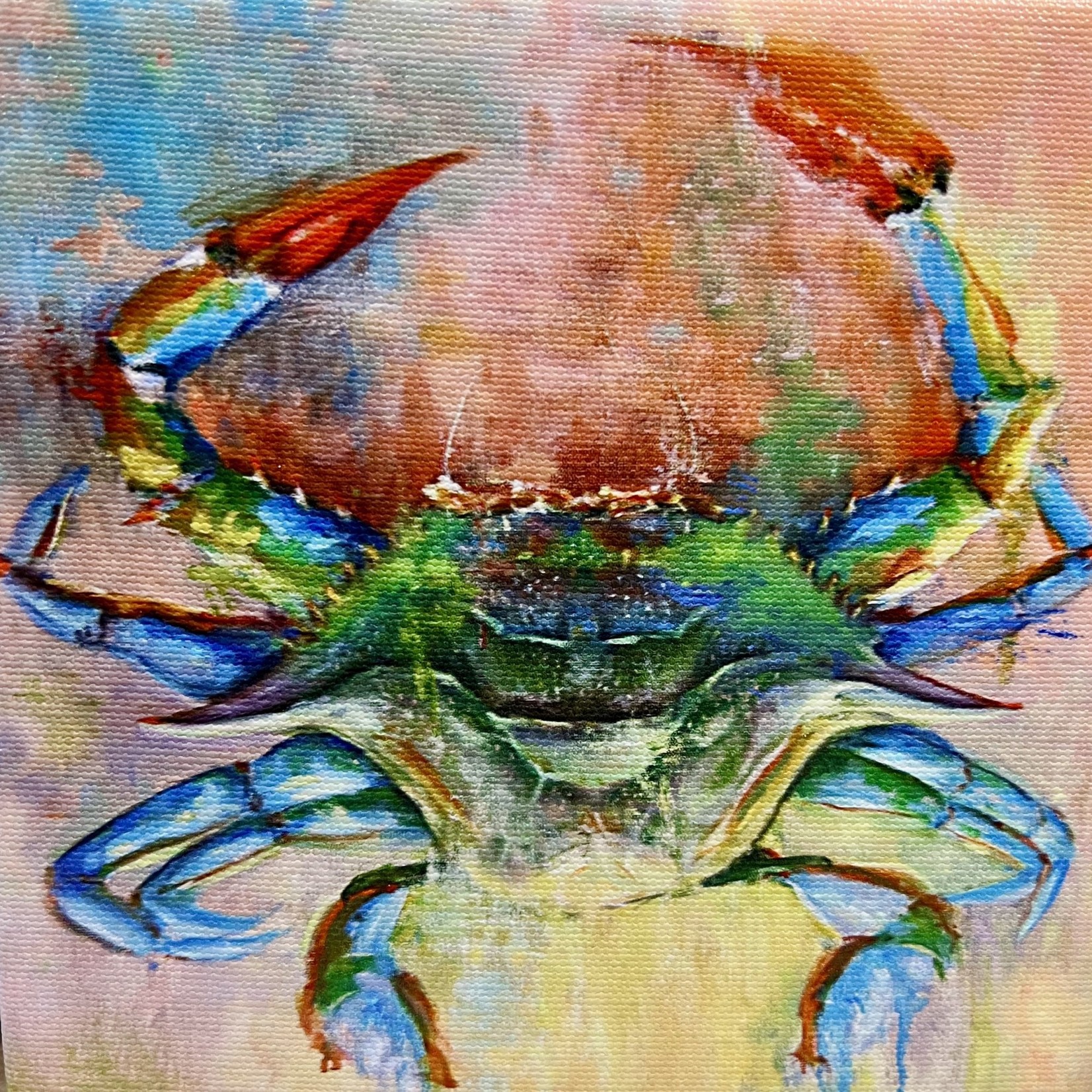Michaelann Bellerjeau Cobalt Crab, Mini giclee on GW archival canvas, 6x6", MICB