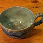 Clarkware Pottery CHOWDER MUG w/handle, @5", blue, CLARK