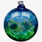 Kitras Art Glass VANGLOW Ball, 3", Blue/Green, KITRAS