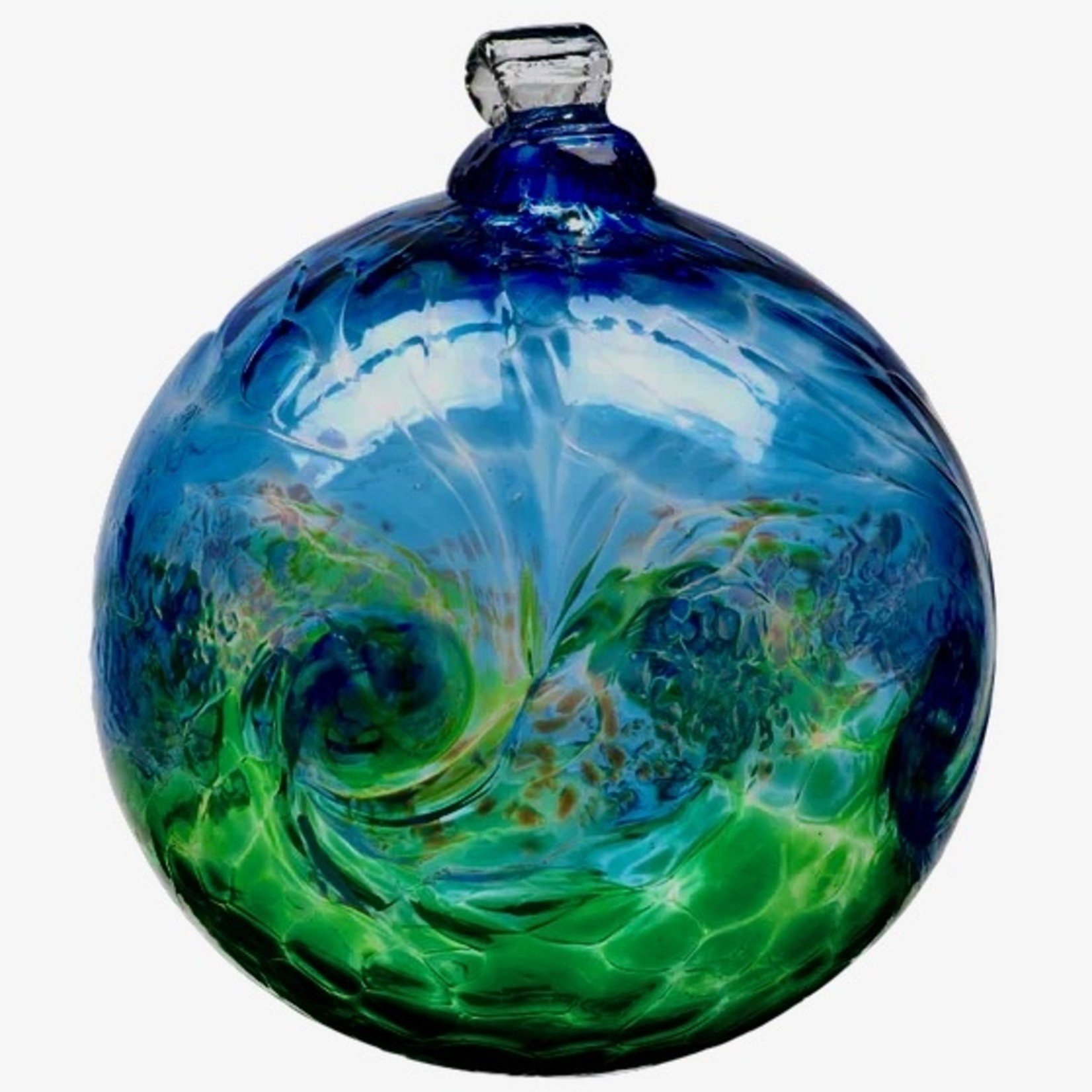 Kitras Art Glass VANGLOW Ball, 3", Blue/Green, KITRAS