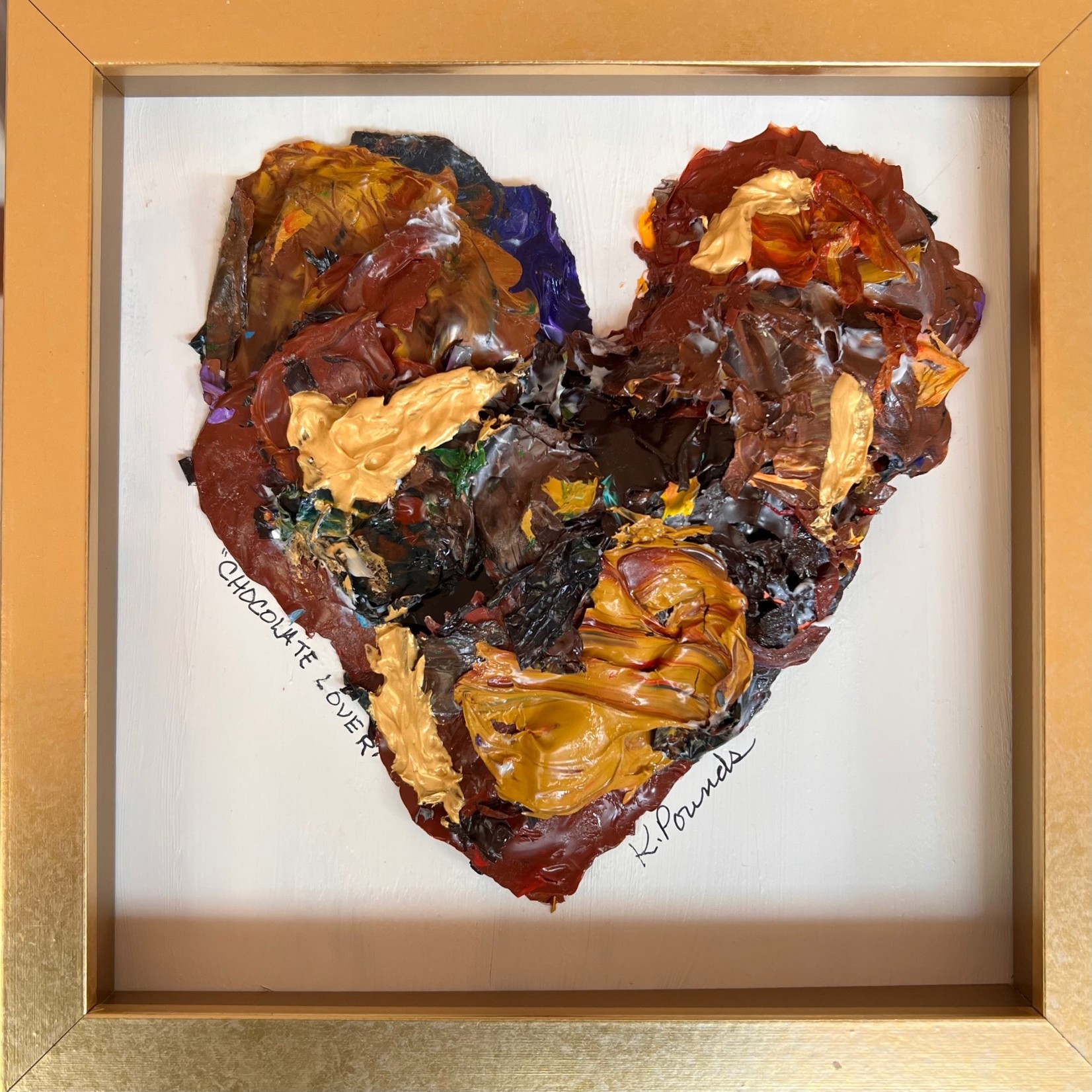 Kelly Pounds "Chocolate Lover," MM in shadow box frame, 9x9, KELP