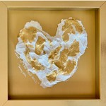 Kelly Pounds "Love is the Only Gold"  MM heart in shadow box frame, 9x9, KELP